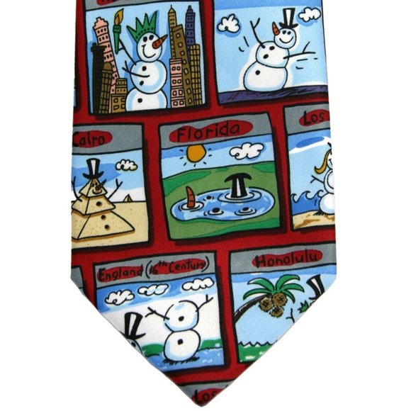 NWT Snowmen Around the World Fun Holiday Tie - Picture 1 of 3
